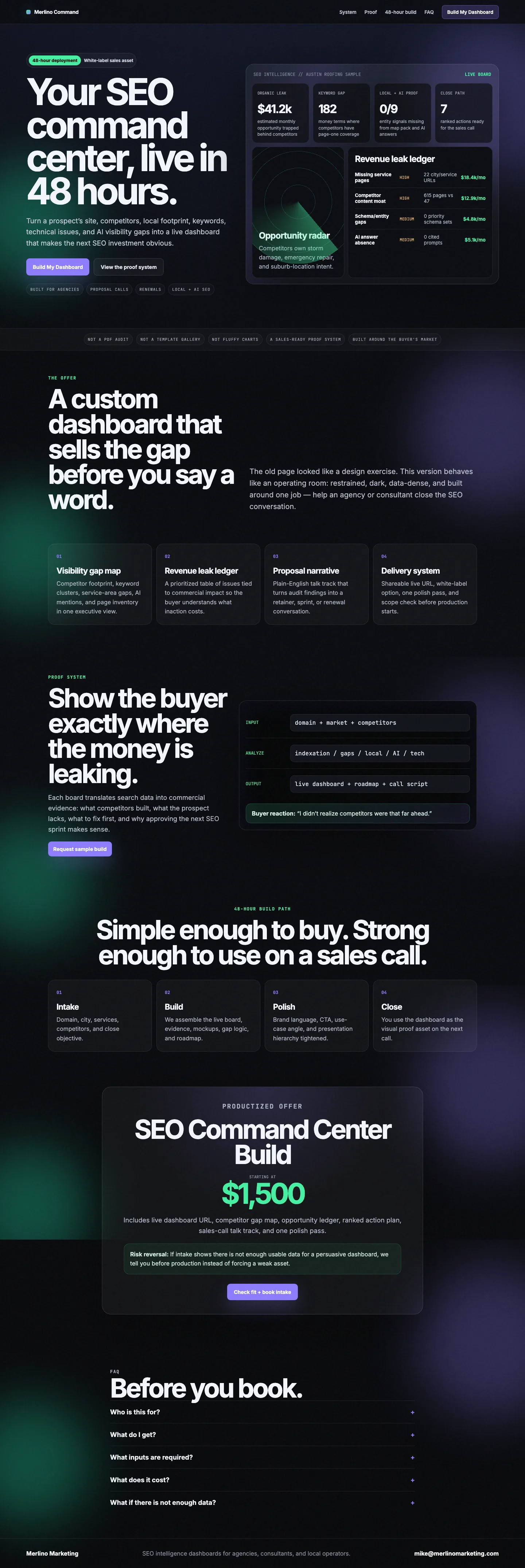 SEO Intelligence Dashboards full page preview